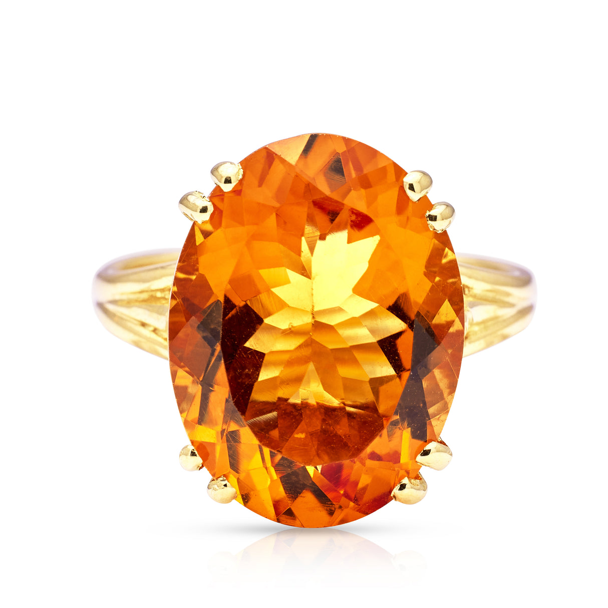 Vintage citrine cocktail ring, 18ct yellow gold