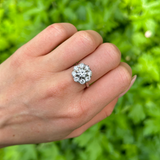 Vintage, Diamond Cluster Engagement Ring, 18ct White Gold worn on hand. 