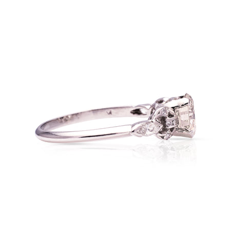Vintage, 1950s diamond engagement ring, 14ct white gold & platinum