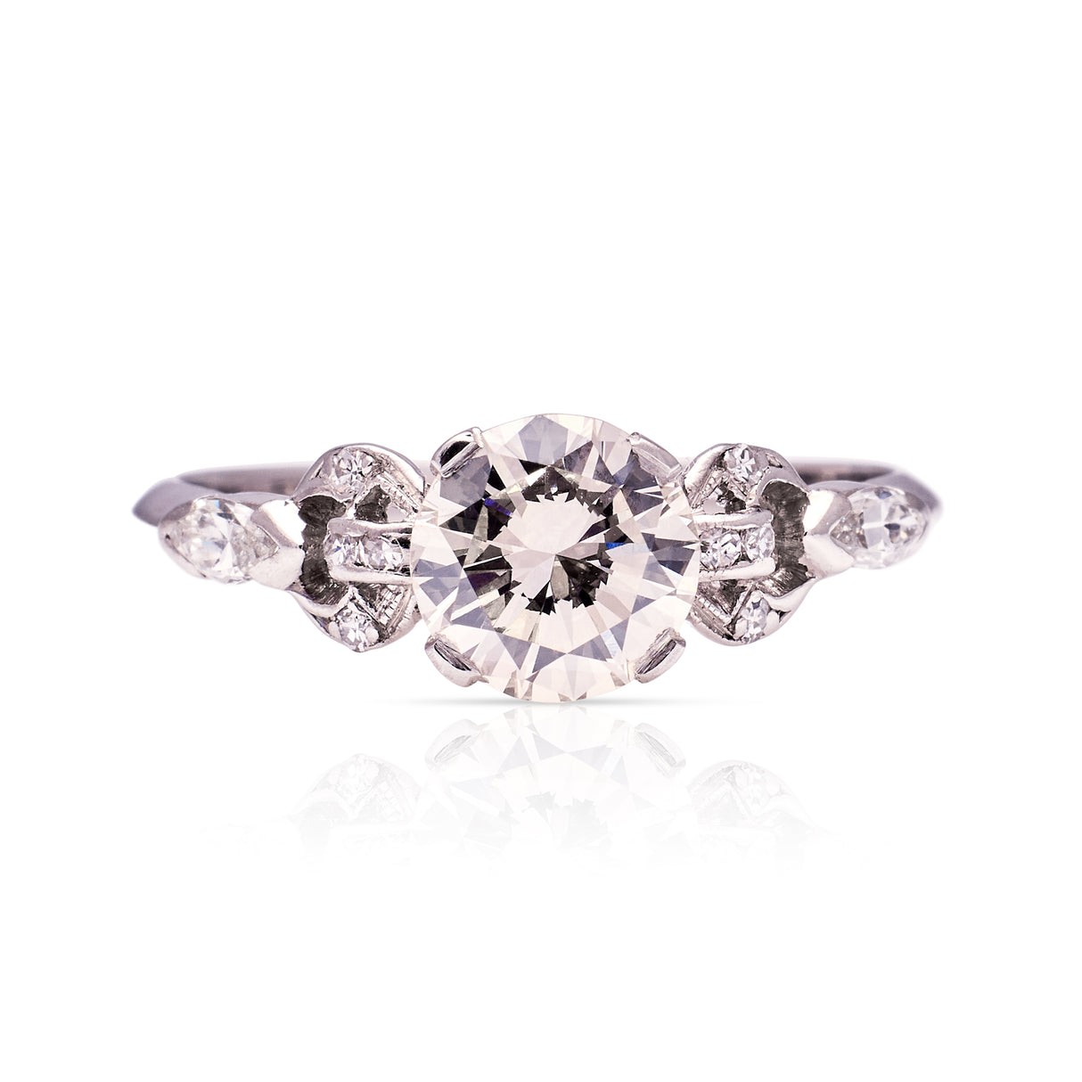 Vintage, 1950s diamond engagement ring, 14ct white gold & platinum