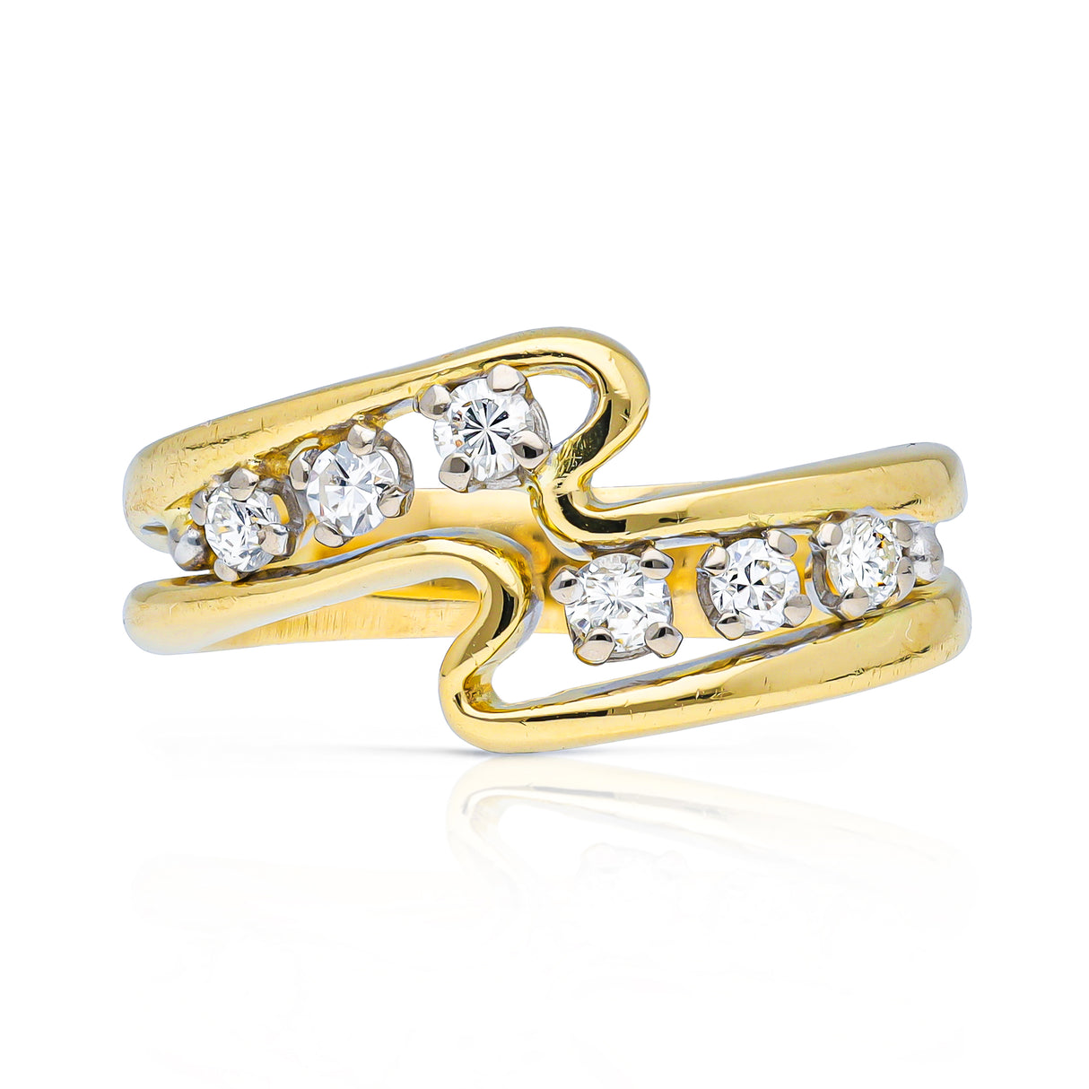 RESERVED! Vintage, Diamond Squiggle Ring, 18ct Yellow Gold