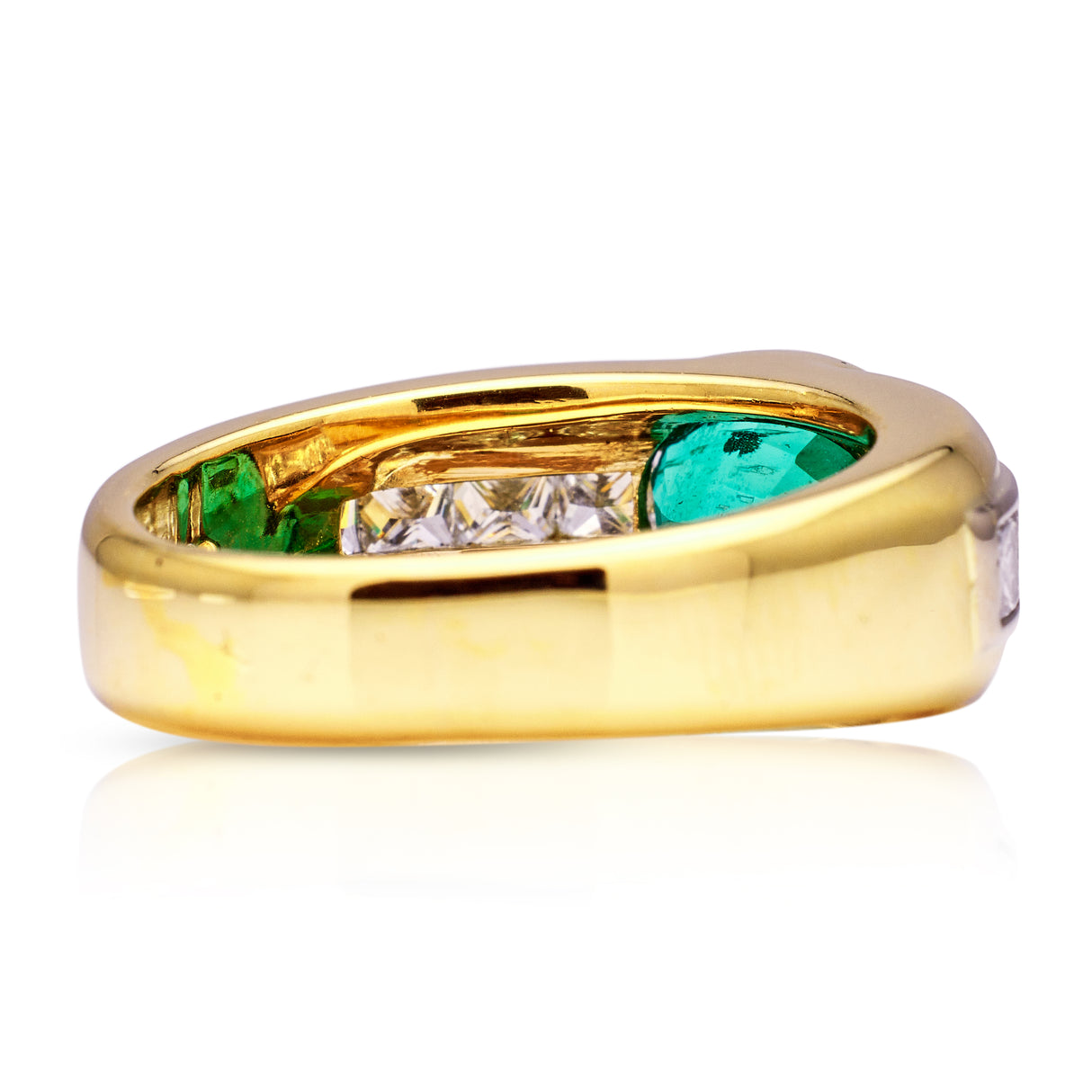 Vintage, Emerald and Diamond Band, 18ct Yellow Gold. Back.