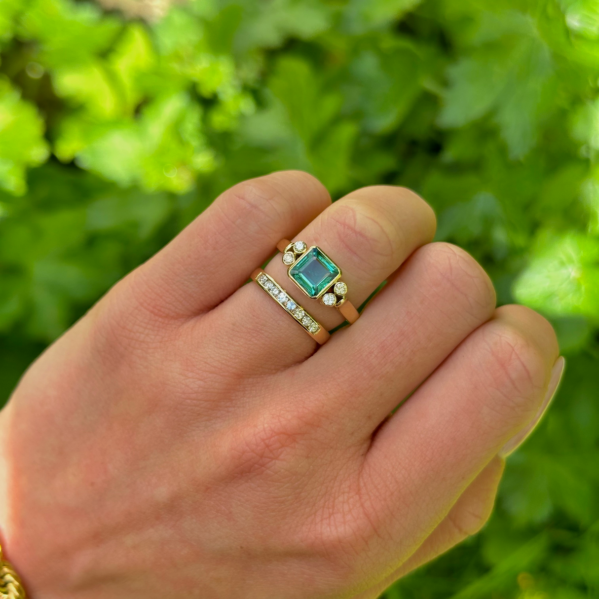 Vintage, emerald and diamond ring