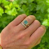 Vintage, emerald and diamond ring, 18ct yellow gold