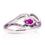 Vintage, Ruby and Diamond Ring, 14ct White Gold. Back.