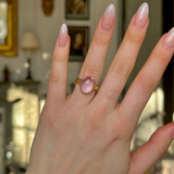 Vintage, Pale Pink Cabochon Topaz Ring, 18ct Yellow Gold worn on hand