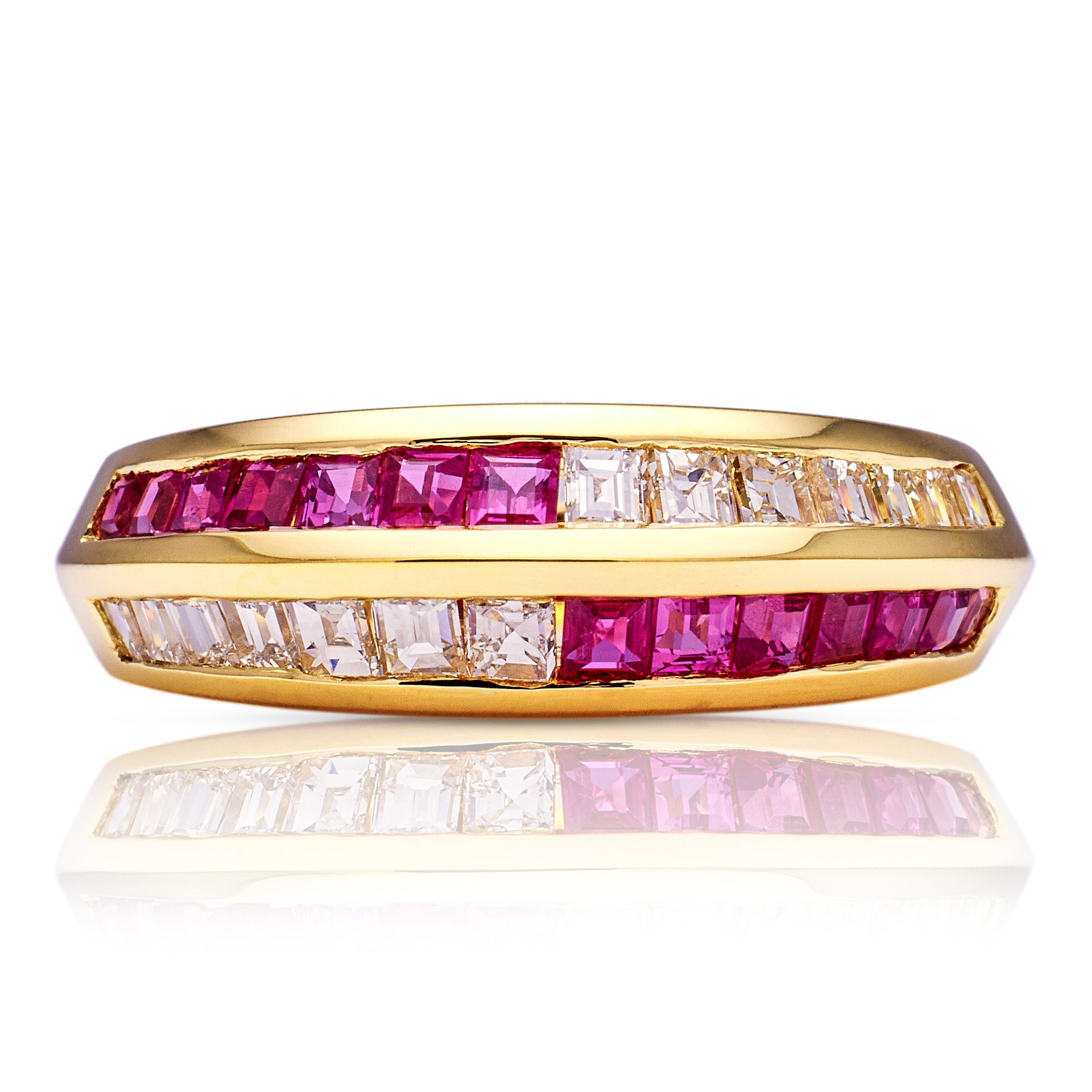 Ruby & diamond half eternity ring