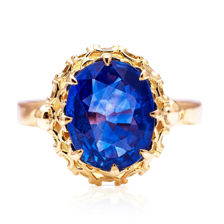 Vintage sapphire engagement ring, front view