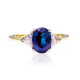 Vintage, Sapphire and Diamond Three-Stone Engagement Ring, 18ct Yellow and White Gold front view