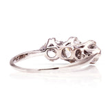Vintage, Three Stone Diamond Engagement Ring, 18ct White Gold. Back.
