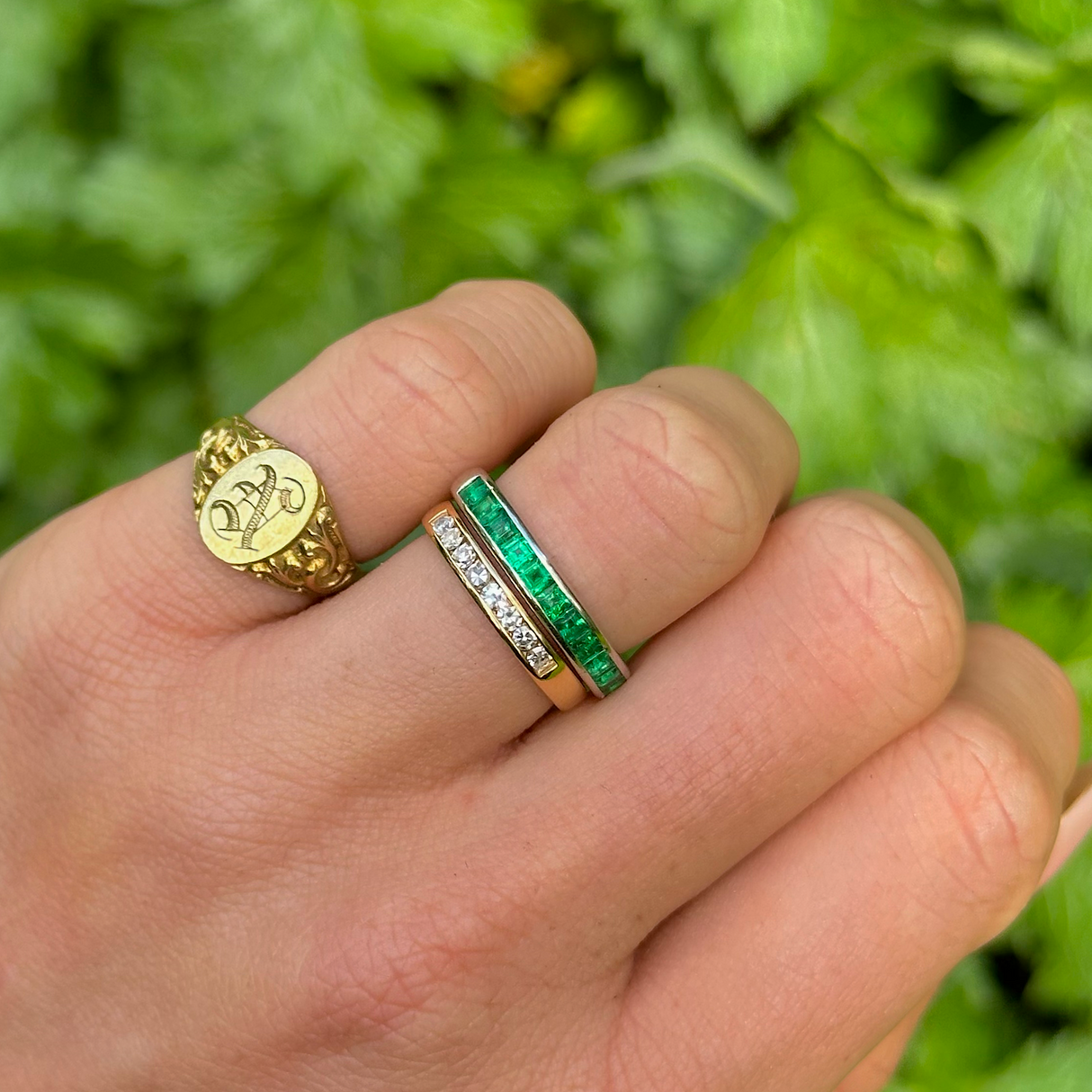 Vintage Tiffany co. emerald half eternity ring Antique Ring Boutique