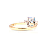 Vintage, 1970s three-stone ruby & diamond ring back view