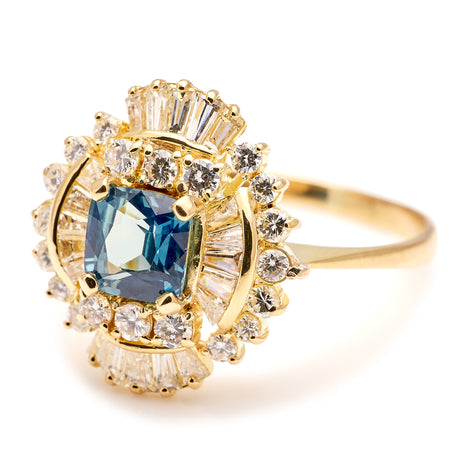 Vintage, sapphire and diamond cocktail cluster ring
