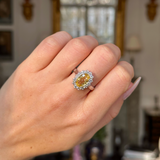 RESERVED | Vintage 3ct yellow sapphire & diamond cluster engagement ring