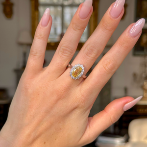RESERVED | Vintage 3ct yellow sapphire & diamond cluster engagement ring