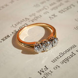 antique edwardian old cut diamond three stone ring in yellow gold