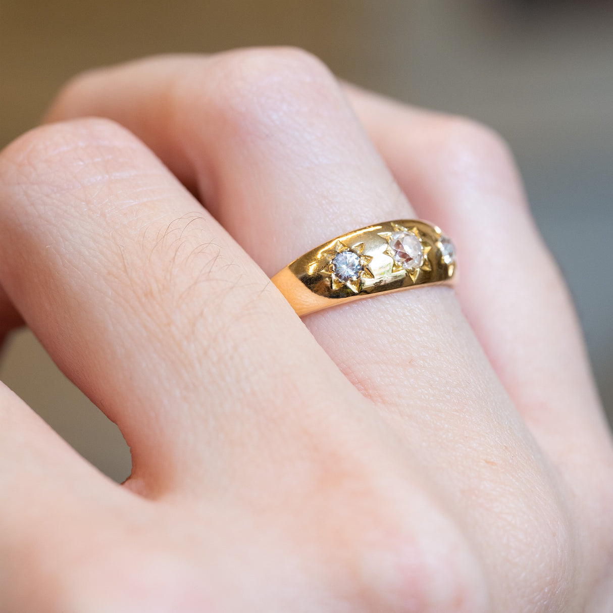 Antique, Edwardian old-mine cut diamond gypsy ring