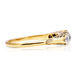 Antique, Edwardian diamond half hoop engagement ring, 18ct yellow gold
