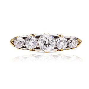 Antique, Edwardian diamond half hoop engagement ring