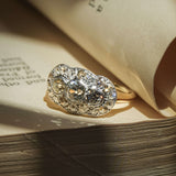 Antique 1900s diamond cluster panel ring with old cut diamond setting