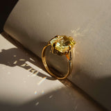 antique victorian yellow sapphire solitaire ring with yellow gold band