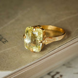 antique yellow sapphire solitaire ring with claw setting