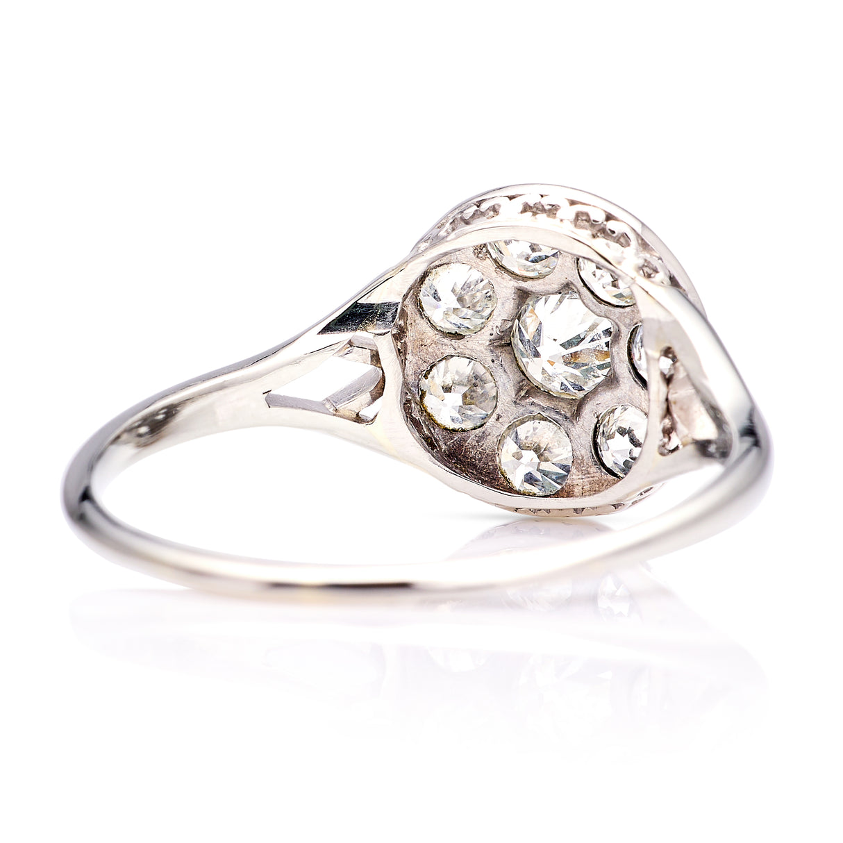 Vintage, Art Deco diamond cluster target engagement ring