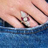 Antique, Art Nouveau diamond and ruby cocktail ring