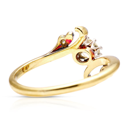 Antique, Art Nouveau Solitaire Diamond Engagement Ring, 14ct Yellow Gold