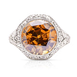 Vintage, Art Deco  6ct old cut brown zircon and diamond ring, platinum