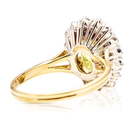 Vintage, 1980s Chrysoberyl and Diamond Cluster Cocktail Ring, 18ct Yellow Gold