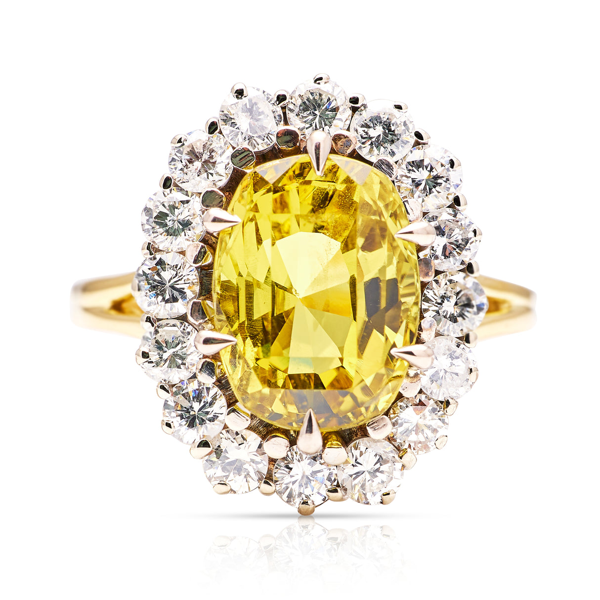 Vintage, 1980s chrysoberyl and diamond cluster cocktail ring, 18ct yellow gold