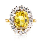 Vintage, 1980s chrysoberyl and diamond cluster cocktail ring, 18ct yellow gold