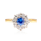 Vintage sapphire and diamond cluster ring, 18ct yellow gold