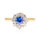 Vintage sapphire and diamond cluster ring, 18ct yellow gold