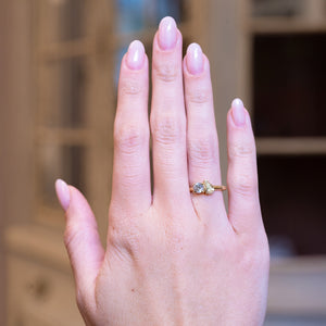 Antique inspired, coloured diamond Toi et Moi engagement ring