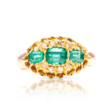 Antique, Edwardian emerald & diamond dress ring