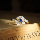 edwardian sapphire diamond twist engagement ring with antique design