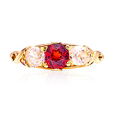 Antique, Victorian garnet & diamond three-stone ring