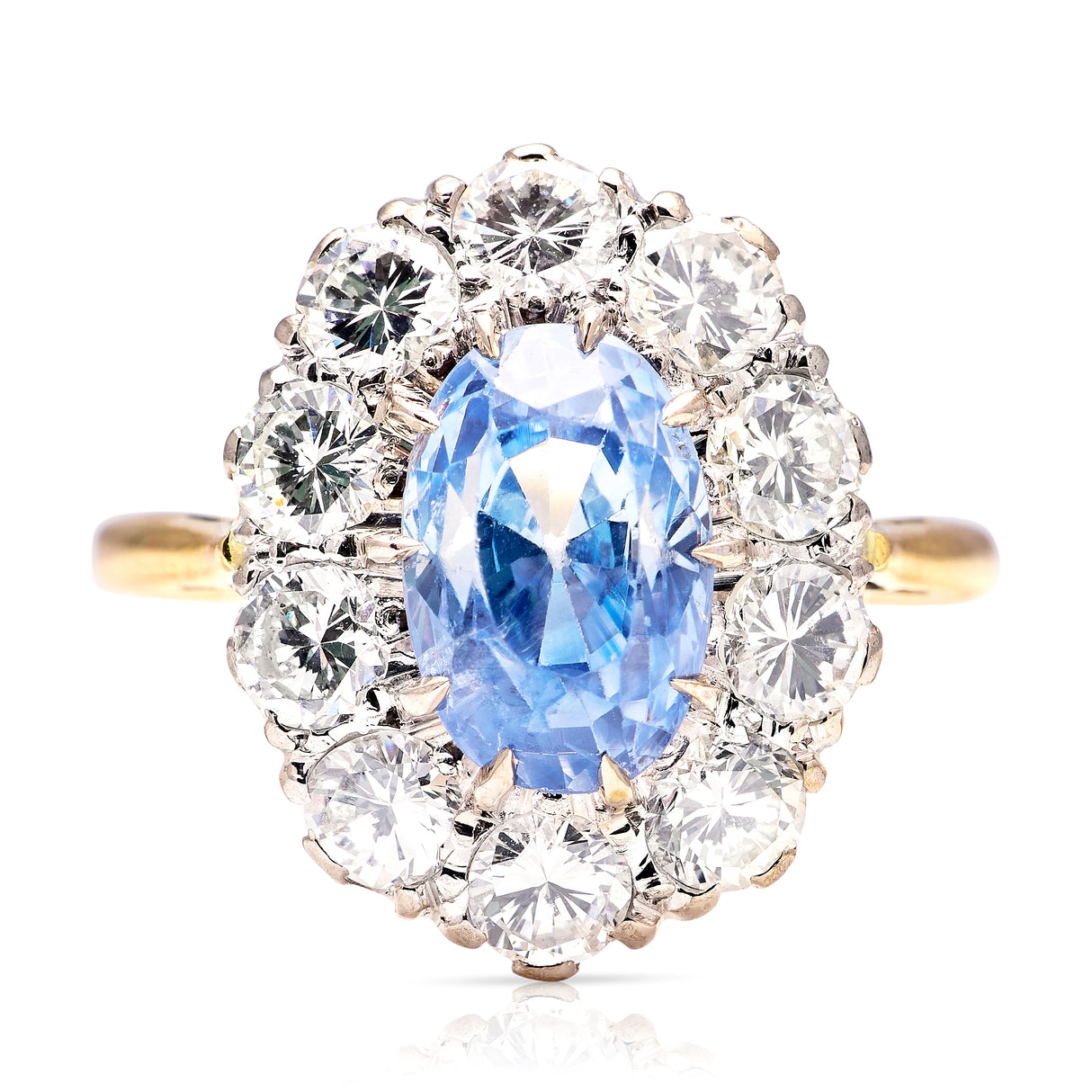 Vintage, 1980s cornflower blue sapphire & diamond cluster ring