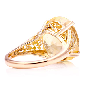 Vintage, 1950s 19ct sunshine-yellow sapphire cocktail ring