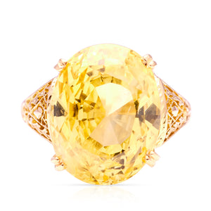 Vintage, 1950s 19ct sunshine-yellow sapphire cocktail ring