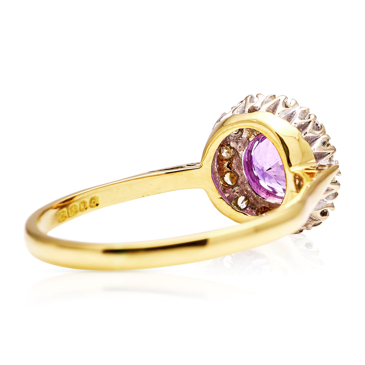 Vintage, 1960s pink sapphire and diamond cluster, 18ct yellow gold