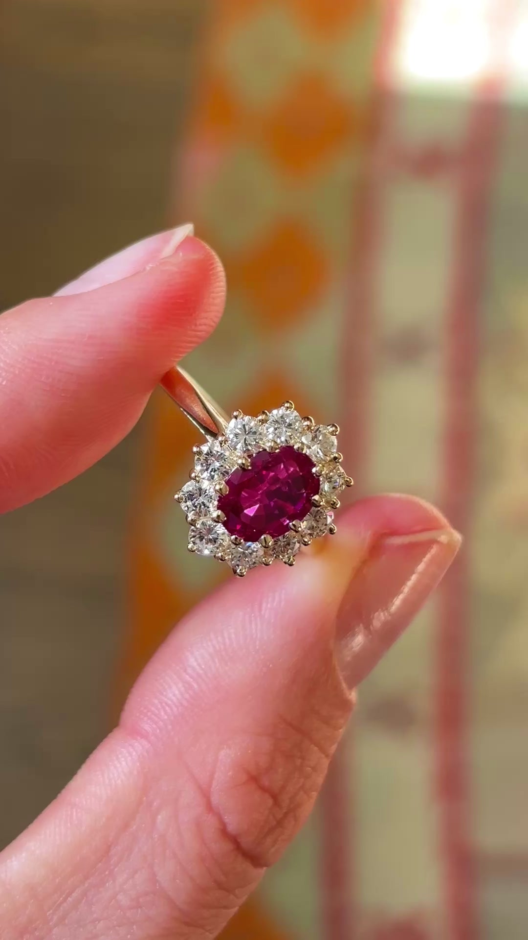 Vintage, 1970s ruby & diamond cluster ring