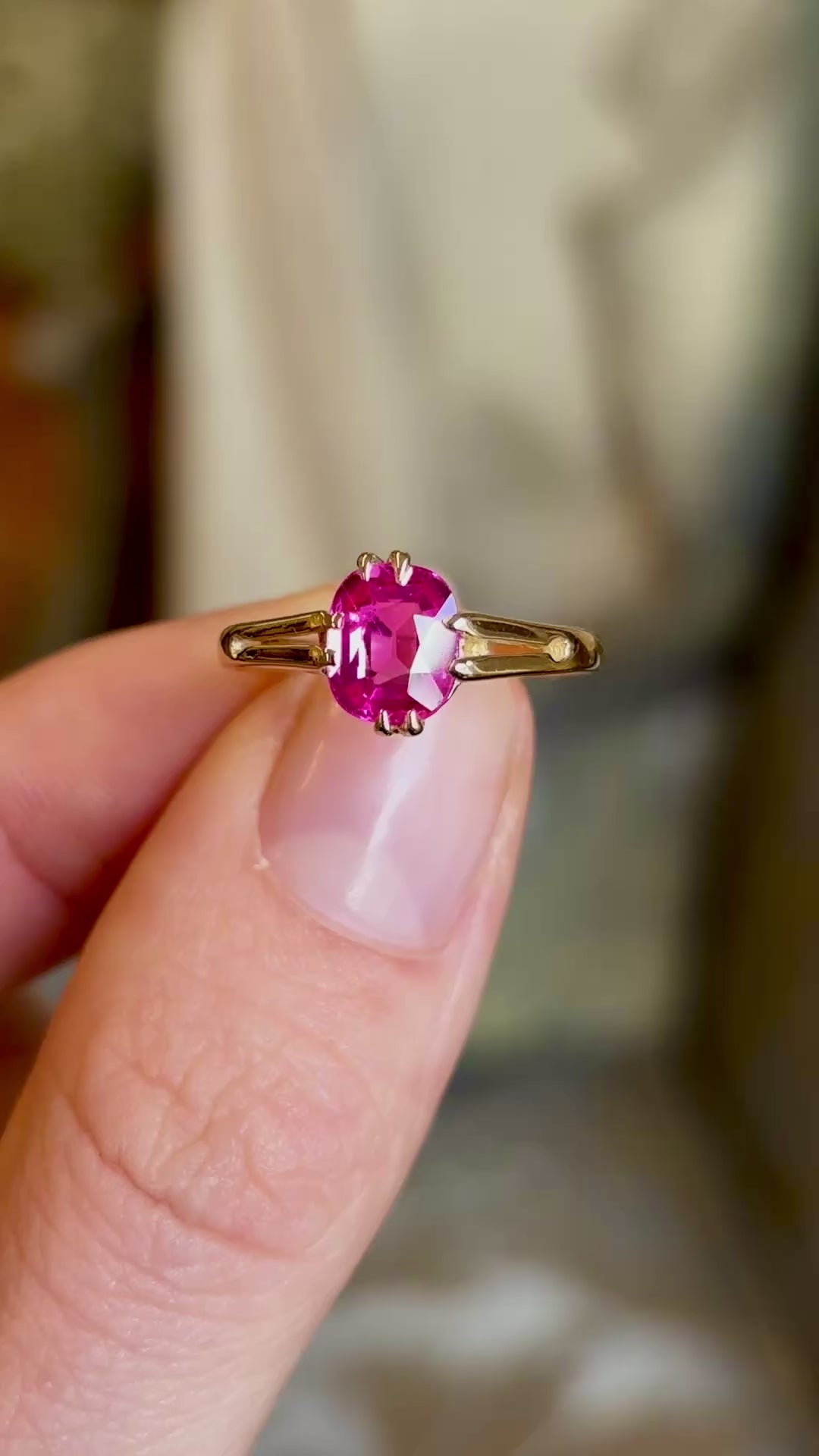 Antique, Victorian pink sapphire single-stone ring