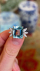 Vintage, 6.30ct aquamarine & diamond cluster ring