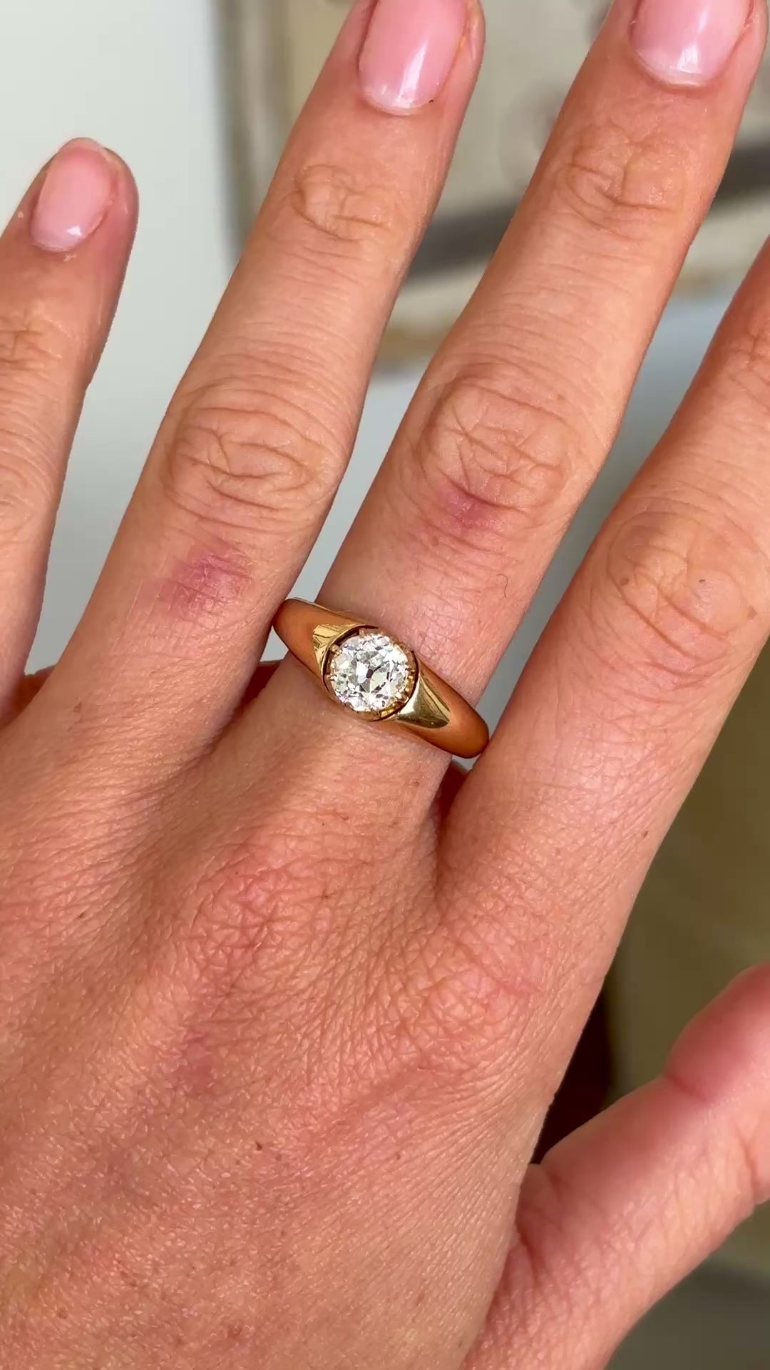 Antique, Victorian solitaire old cut diamond ring
