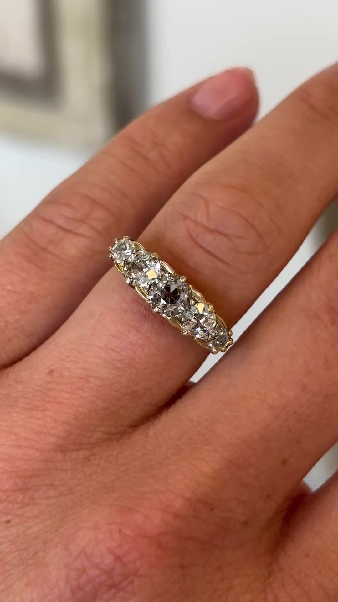 Antique, Edwardian diamond half-hoop ring