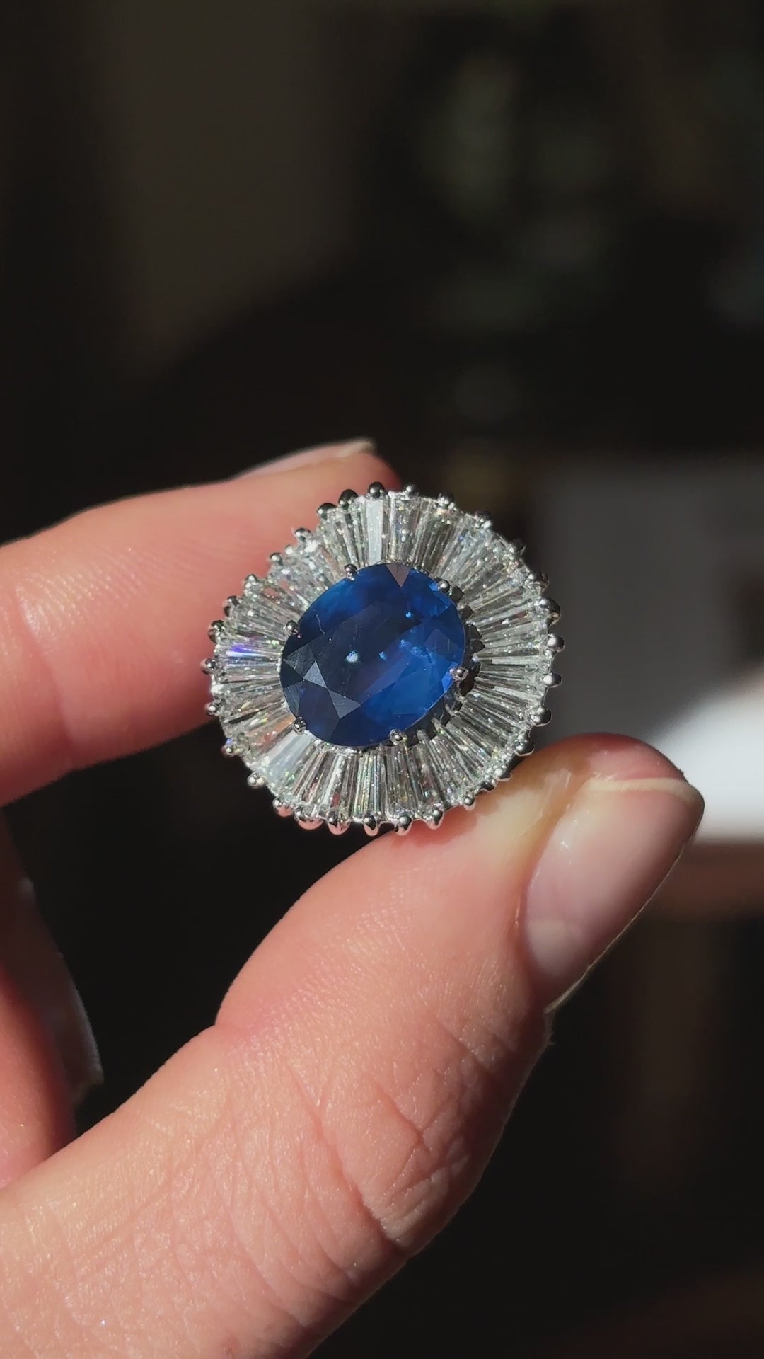 Vintage, 1950s sapphire & diamond ballerina cluster ring