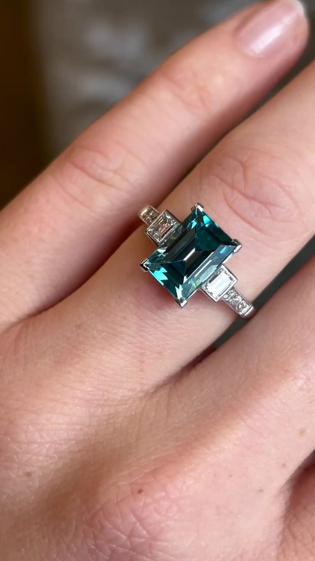 Vintage, Art Deco zircon & diamond ring